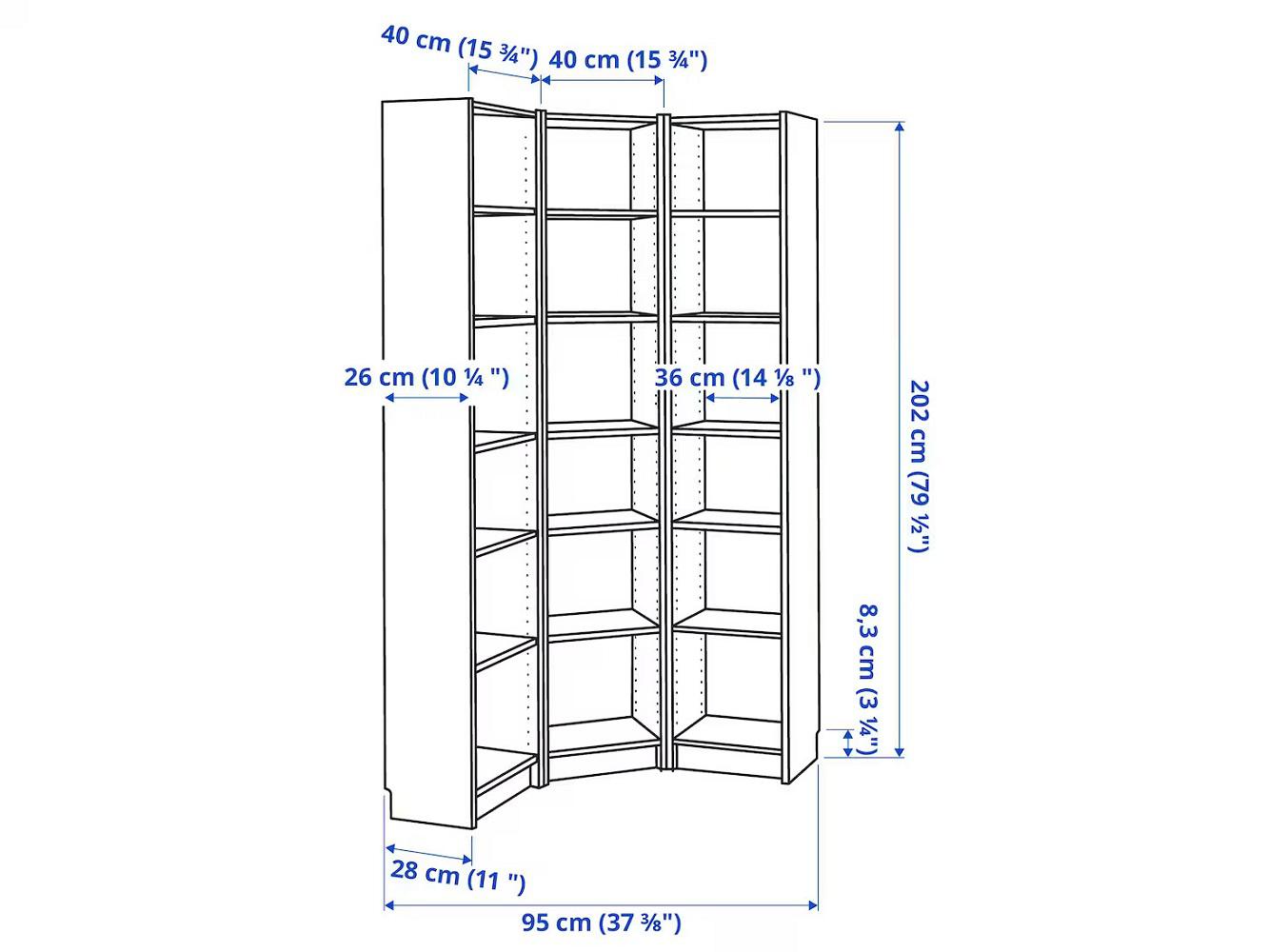 Стеллаж Билли 130 white угловой ИКЕА (IKEA) изображение товара